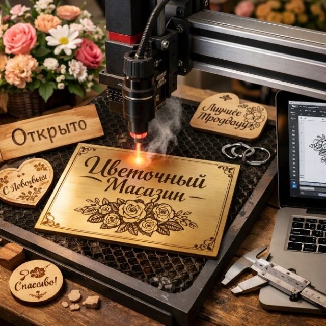 Бизнес на ЧПУ станках. Чистая прибыль 374.000 рублей. Гравировка табличек для цветочного магазина