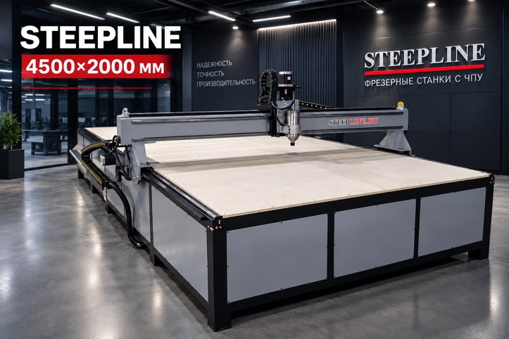 Промышленный фрезерный станок с ЧПУ STEEPLINE PRO 4500×2000