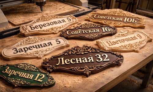 Адресные таблички и вывески на дом из дерева